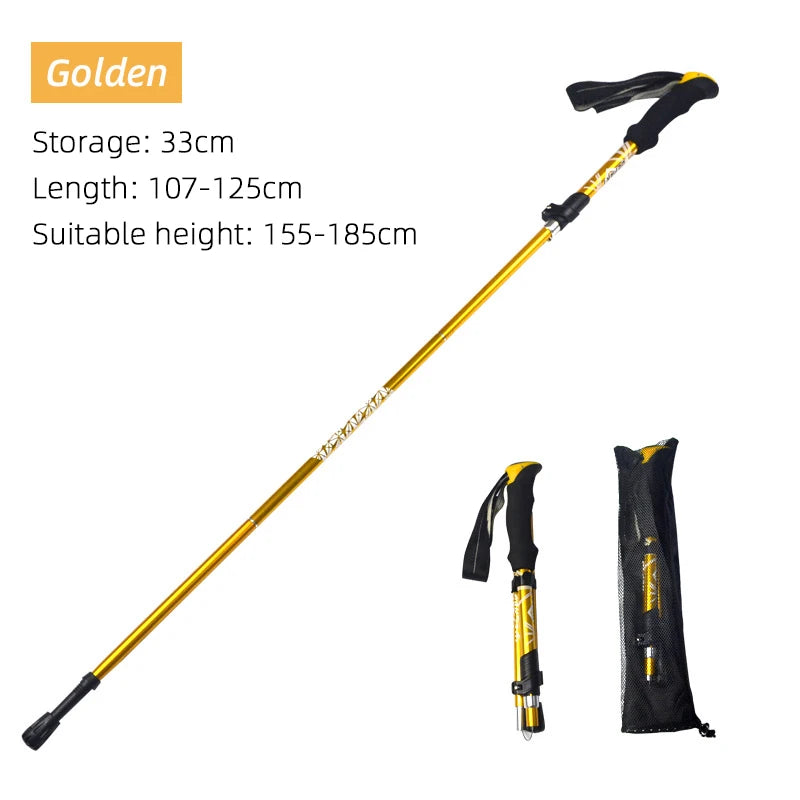 5-Section Foldable Trekking Pole – Portable, Telescopic & Lightweight Walking Stick for Hiking