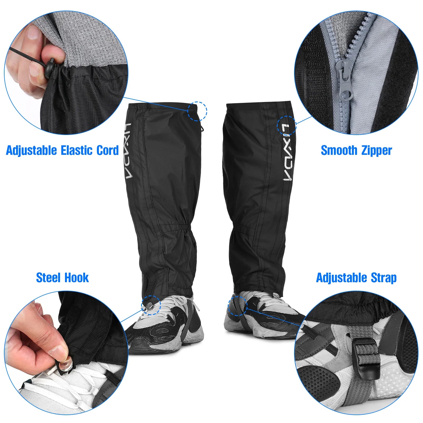 LIXADA Waterproof Snow Gaiters for Skiing, Hiking, Camping & Climbing – Unisex