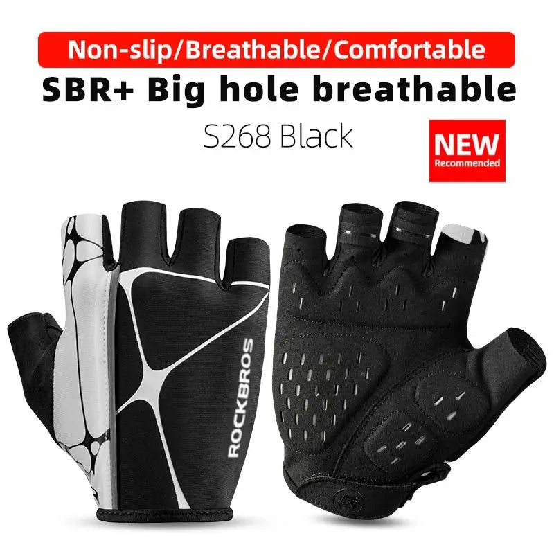 ROCKBROS Half Finger Cycling Gloves Shockproof Breathable MTB Road Bike Gloves