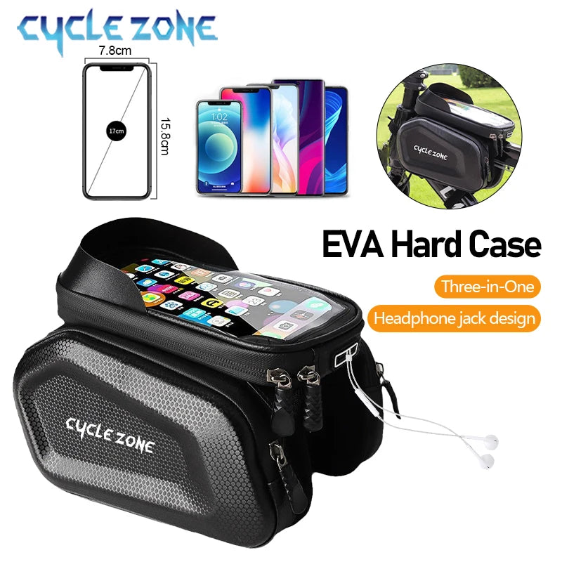CYCLE ZONE Touchscreen Bicycle Phone Bag Large Capacity Top Tube Frame Cycling Case