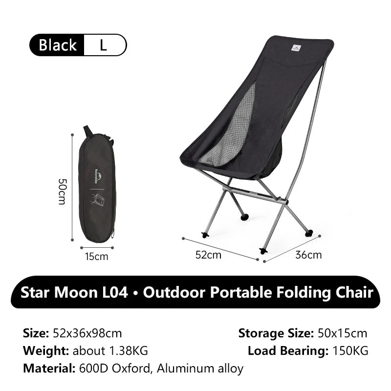 Star Moon Chair L04 Ultralight Portable Folding Camping Chair Aluminium Outdoor Picnic Backrest Seat