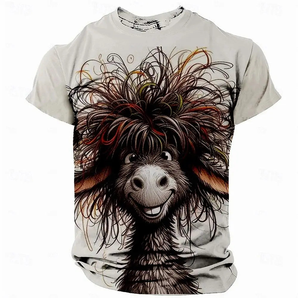 Men's T-Shirt Animal Chicken Print Summer Casual Short Sleeve Tee Street Fashion O-Neck Pullover