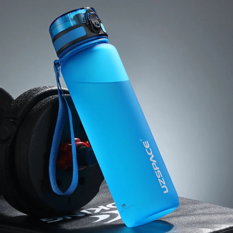 UZSPACE 500/1000ML Sports Water Bottle Shaker Portable Leakproof Tritan Plastic Drinkware BPA Free