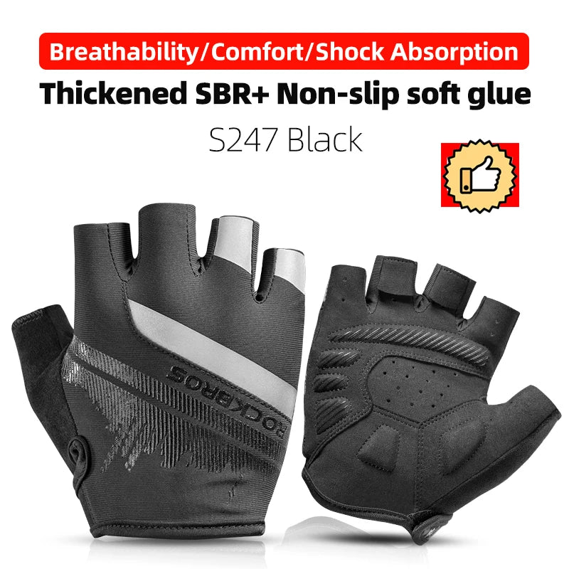 ROCKBROS Half Finger Cycling Gloves Shockproof Breathable MTB Road Bike Gloves