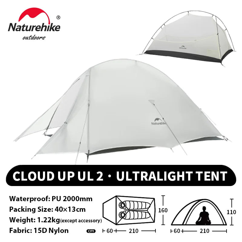 Naturehike Cloud Up 2-Person Ultralight Camping Tent – Waterproof & Durable Hiking Tent