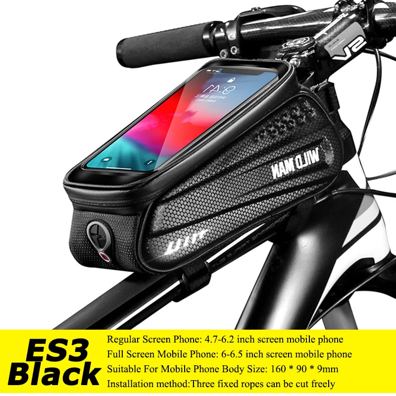 WILD MAN Hard Shell Bicycle Bag 6.2" Reflective Rainproof Touch Screen Phone Case Bag Bike Top Bag