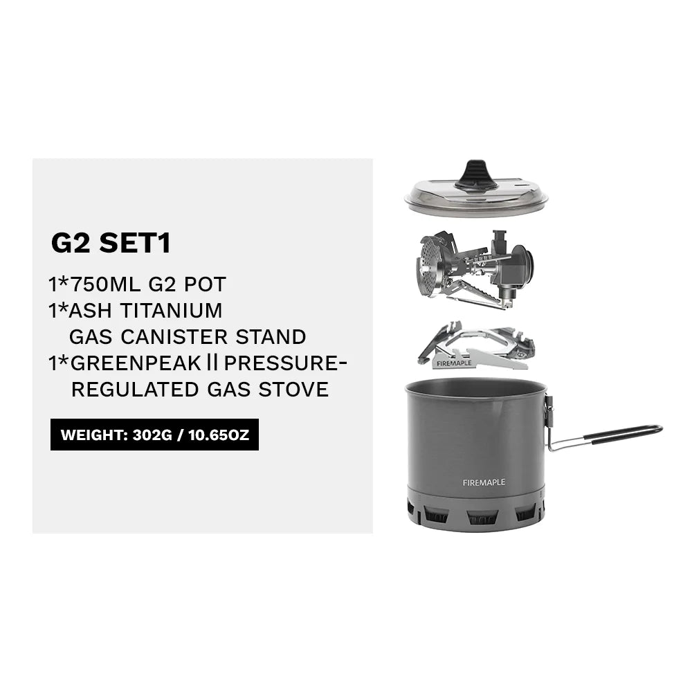 Petrel G2/G3 Ultralight Cooking System with Pot & Gas Stove for Camping & Hiking