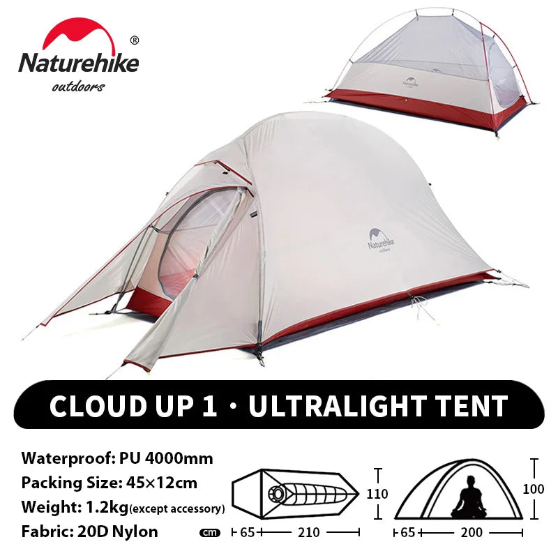 Cloud Up 1 Ultralight Waterproof Trekking Tent for Solo Camping, Hiking & Bikepacking (NATUREHIKE)