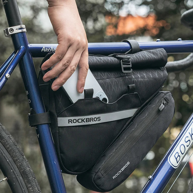 ROCKBROS Combination Triangle and Front Tube Bike Bag | Large Capacity Reflective Frame Bag