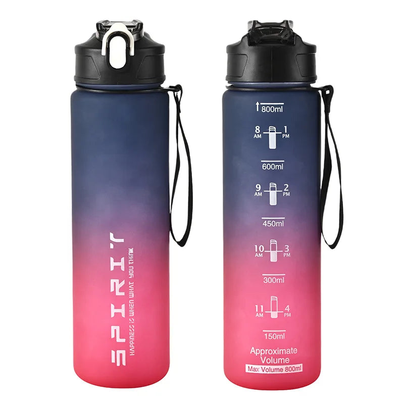 FANTIA 800ML Large Capacity Sports Water Bottle Leak-Proof Portable Gym Travel Bottle