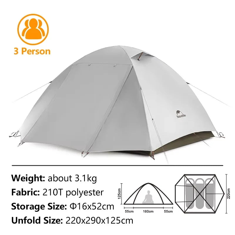 Cloud River 2–3 Person Ultralight UPF50+ Trekking Tent for Camping & Hiking (NATUREHIKE)