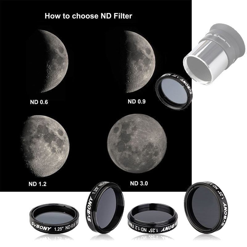 SV139 1.25" ND4 ND8 ND16 ND1000 Neutral Density Filter for Telescope Eyepiece Reduce Moon Surfaces