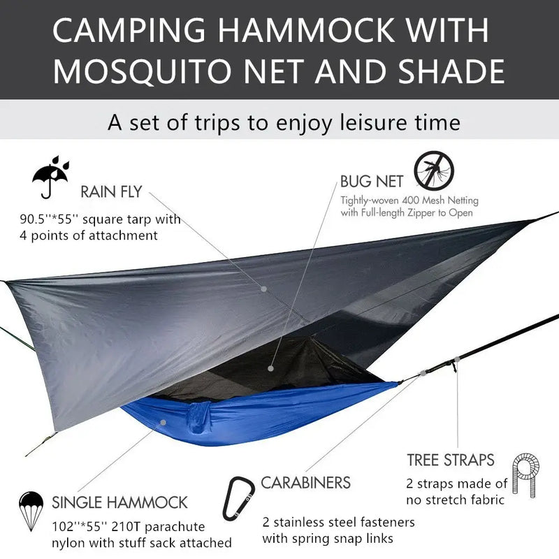 Tent Awning Rain Fly Tarp Waterproof Mosquito Net Hammock Canopy 210T Nylon Lightweight Hammocks