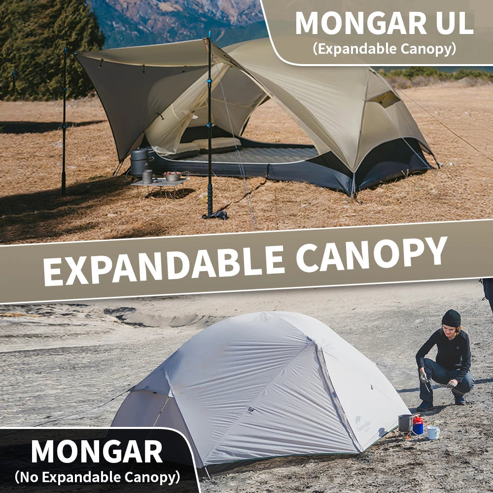 NATUREHIKE Mongar UL & PRO Ultralight Waterproof Tents for 1–3 People (15D/20D Options)
