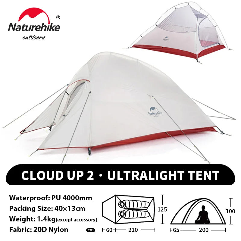 Naturehike Cloud Up 2-Person Ultralight Camping Tent – Waterproof & Durable Hiking Tent