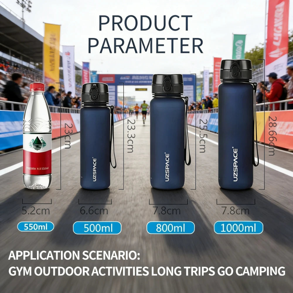 500ML / 1000ML Leak-Proof Tritan Sports Water Bottle BPA-Free Travel Gym Drink Bottle