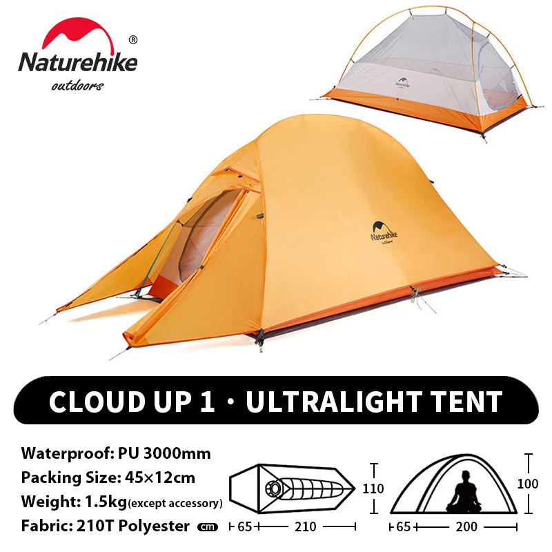 Cloud Up 1 Ultralight Waterproof Trekking Tent for Solo Camping, Hiking & Bikepacking (NATUREHIKE)