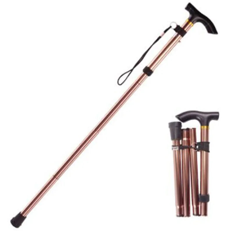 Foldable Aluminium Walking Cane – Telescopic Trekking Stick for Hiking & Elderly Support