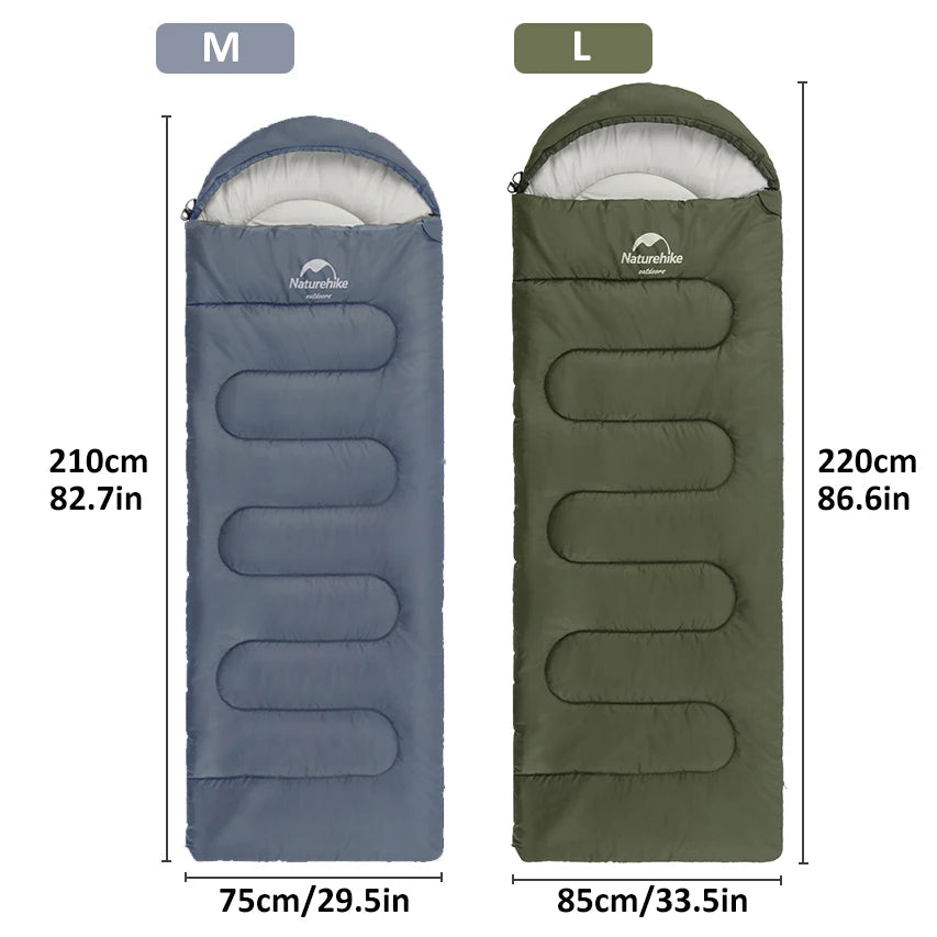 Y150 Ultralight 3-Season Envelope Sleeping Bag Waterproof Hooded Camping Hiking Adult Bag