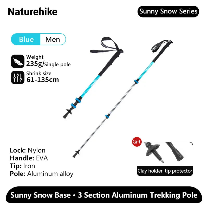 Naturehike Sunny Snow Base Walking Sticks – Ultralight Aluminium Trekking Poles for All Ages