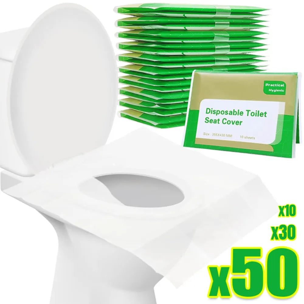 10/30/50PCS Disposable Hygienic Toilet Seat Cover: Portable, Biodegradable, Waterproof Toilet Mats
