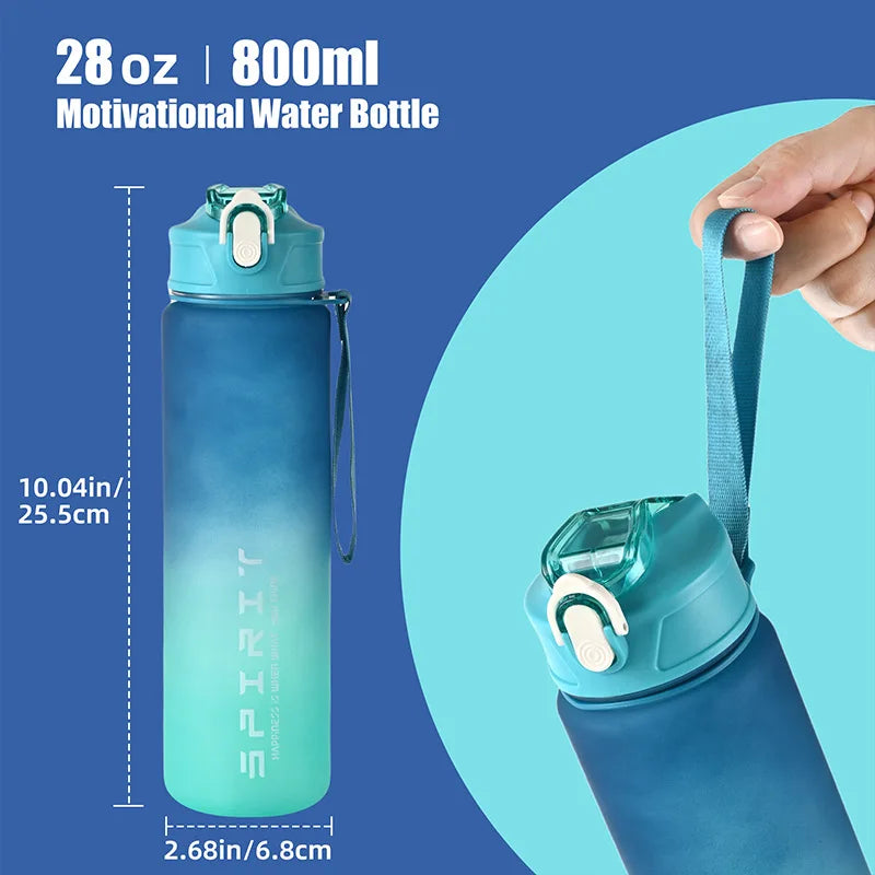 FANTIA 800ML Large Capacity Sports Water Bottle Leak-Proof Portable Gym Travel Bottle