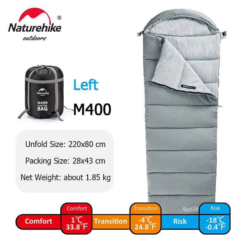 M180 Ultralight Hooded Sleeping Bag Waterproof Spliceable Winter Camping Warm 1℃–12℃