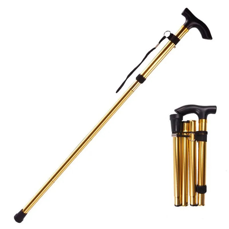 Foldable Aluminium Walking Cane – Telescopic Trekking Stick for Hiking & Elderly Support