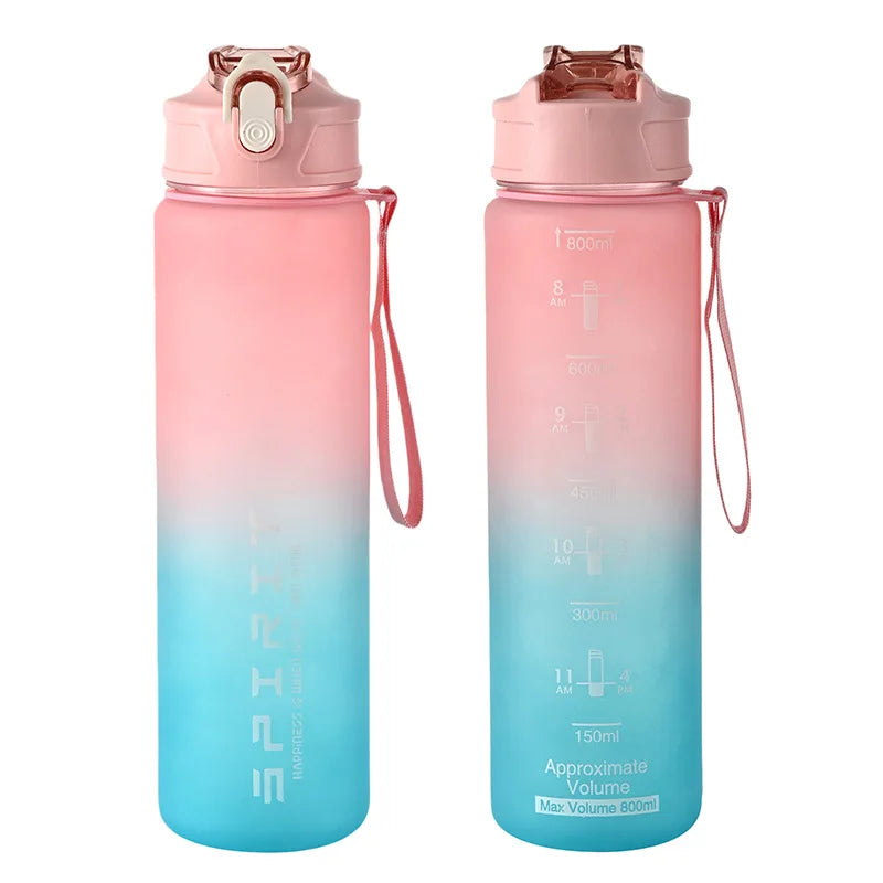 FANTIA 800ML Large Capacity Sports Water Bottle Leak-Proof Portable Gym Travel Bottle
