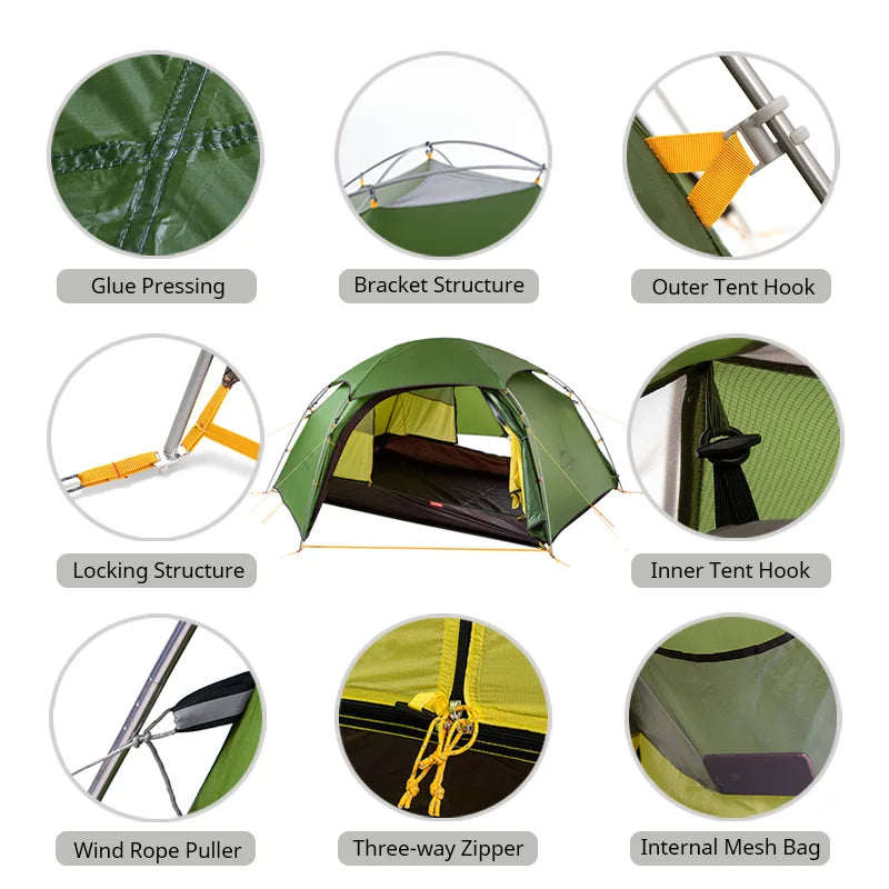 Cloud Peak 2-Person Ultralight Tent – 20D Nylon Four-Season Shelter (NATUREHIKE)