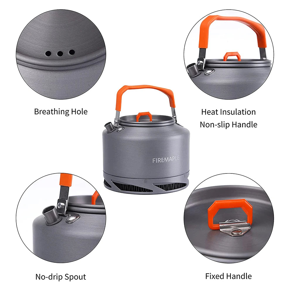 FMC-XT2 Camping Kettle with Heat Exchanger for Hiking, Tea & Coffee 0.8L / 1.3L