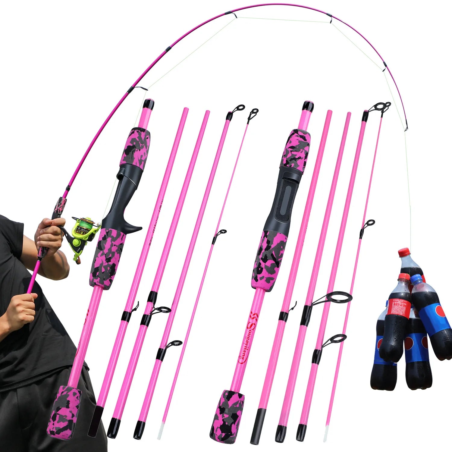 Sougayilang 1.8M 5 Section Travel Fishing Rod Spinning Casting Lightweight Lure Rod