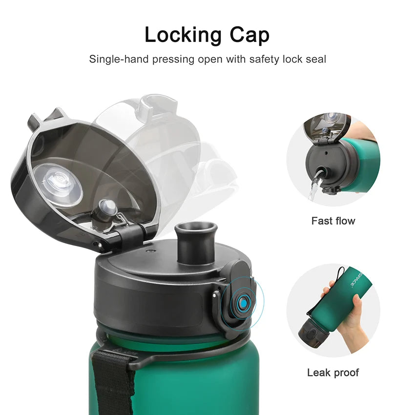 UZSPACE 500/1000ML Sports Water Bottle Shaker Portable Leakproof Tritan Plastic Drinkware BPA Free