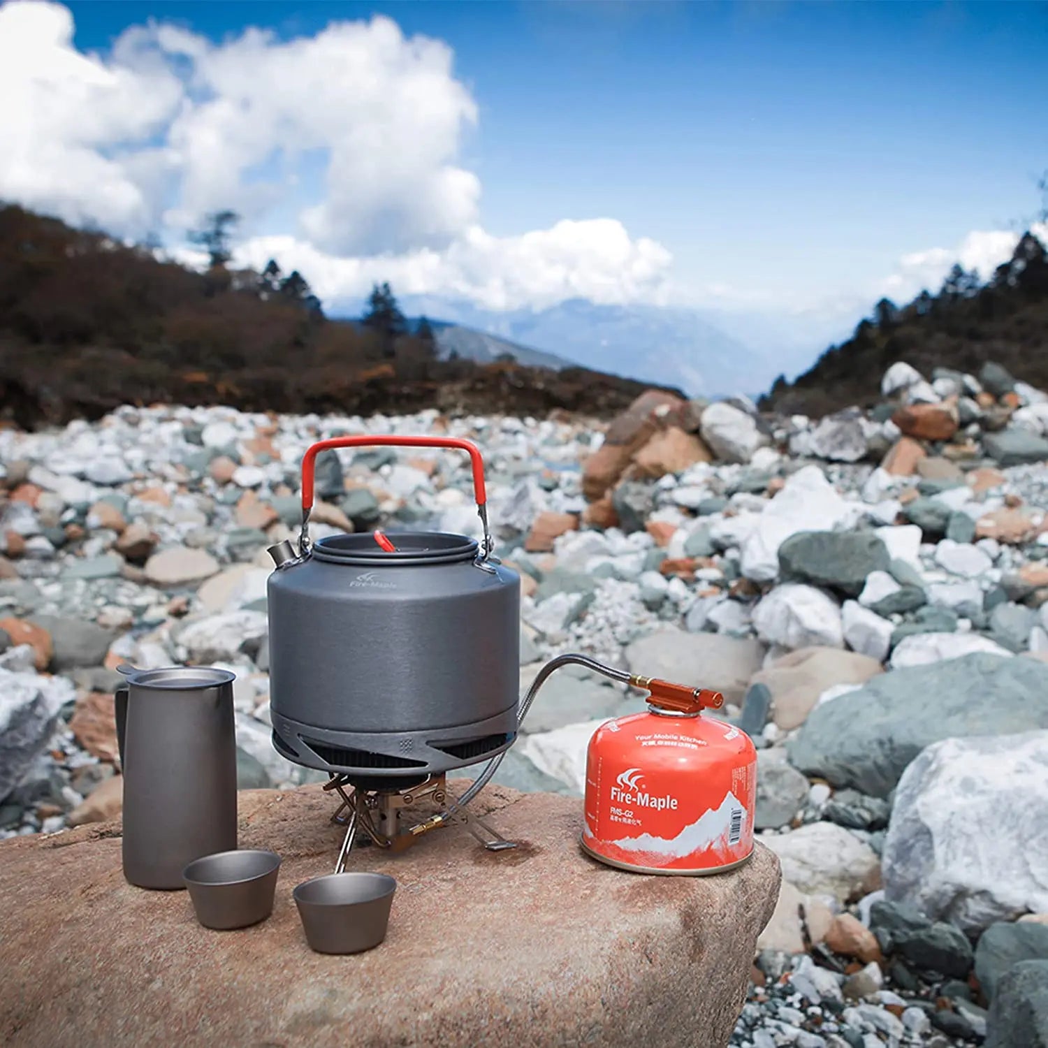 FMC-XT2 Camping Kettle with Heat Exchanger for Hiking, Tea & Coffee 0.8L / 1.3L