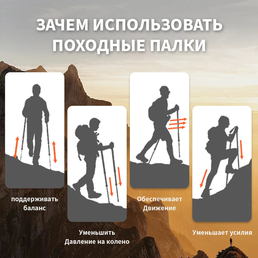 Naturehike NH20DS003 Carbon Fibre Trekking Poles – 2pcs Collapsible Telescopic Sticks