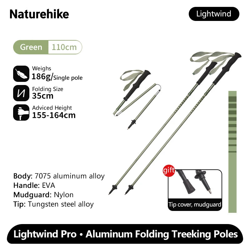 Naturehike Lightwind Pro Folding Trekking Poles 35–130cm Ultralight Aluminium Walking Stick
