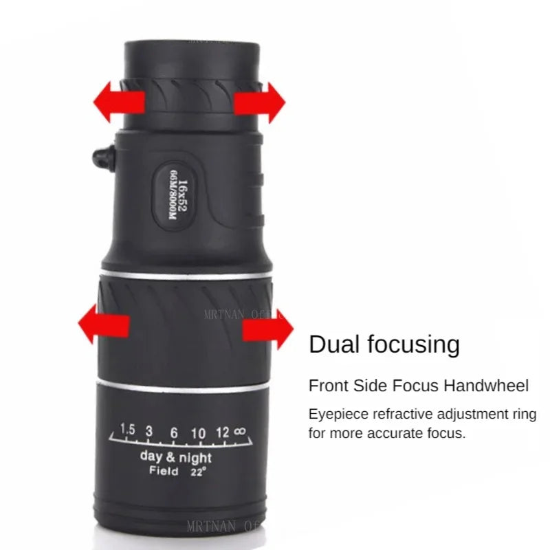 16X52 Monocular Telescope with Dual Focus, High Definition Optics for Outdoor, Camping & Hunting