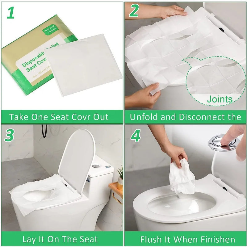 10/30/50PCS Disposable Hygienic Toilet Seat Cover: Portable, Biodegradable, Waterproof Toilet Mats