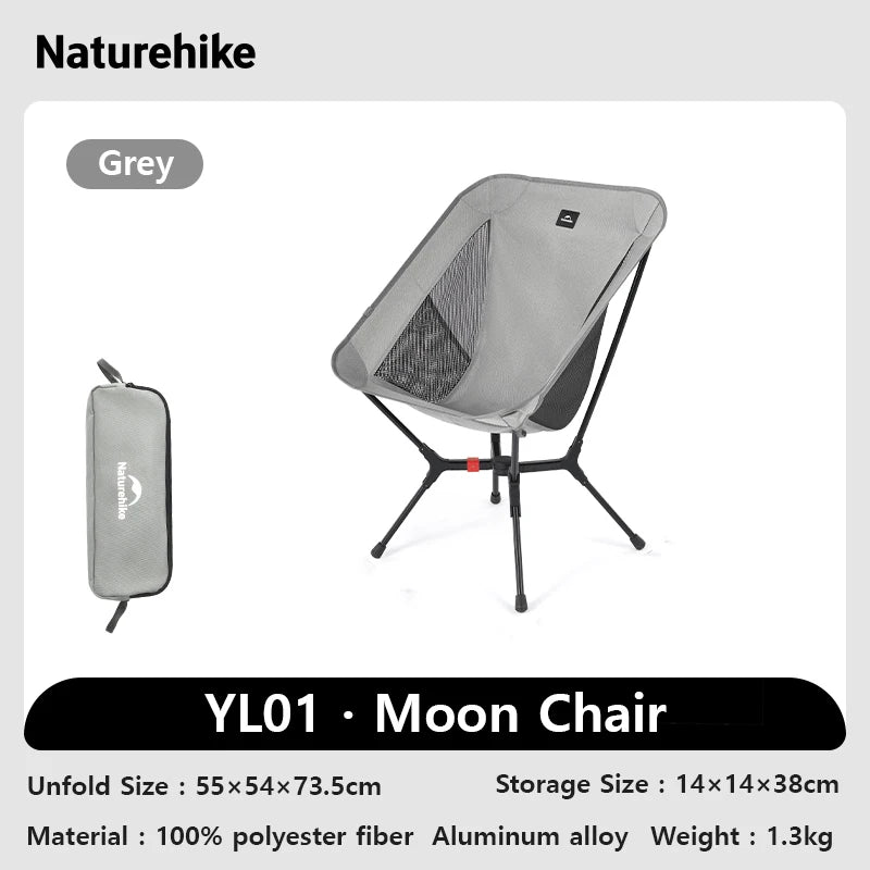 YL01 High Back Ultralight Portable Folding Camping Chair Outdoor Relax Fishing Moon Seat