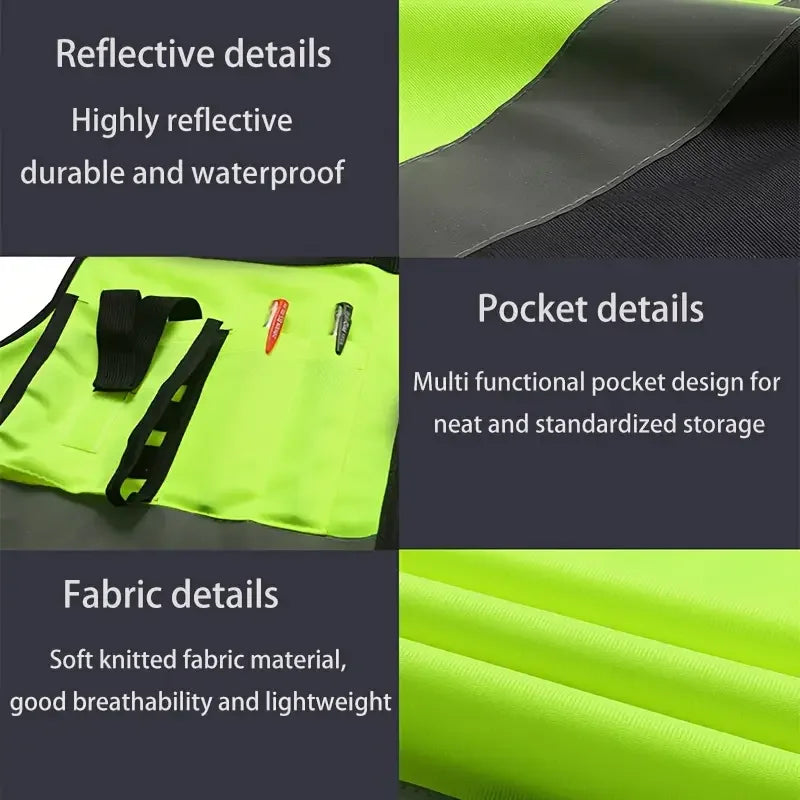 High-Visibility Reflective Workwear Vest – Multi-Pocket Safety Clothing for Construction & Night Use