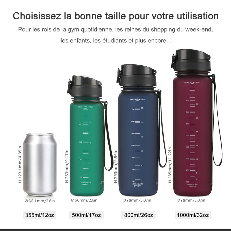 500/1000ML Sport Water Bottle Shaker Portable Leakproof Drinkware Plastic Drink Bottle