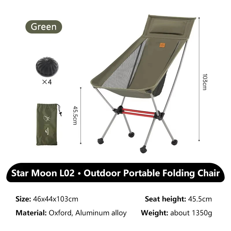 L01 L02 Ultralight Portable Moon Camping Chair Folding Outdoor Fishing Picnic Beach Seat