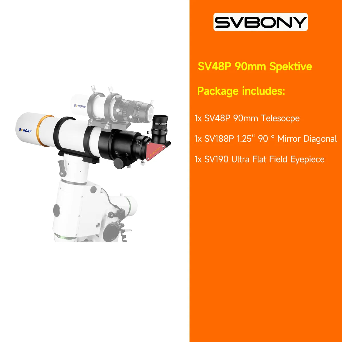 SV48P 90mm f/5.5 Refractor Telescope OTA with Dual-Speed Focuser