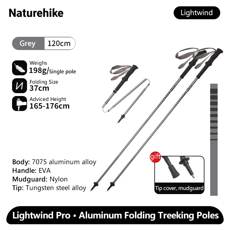 Naturehike Lightwind Pro Folding Trekking Poles 35–130cm Ultralight Aluminium Walking Stick