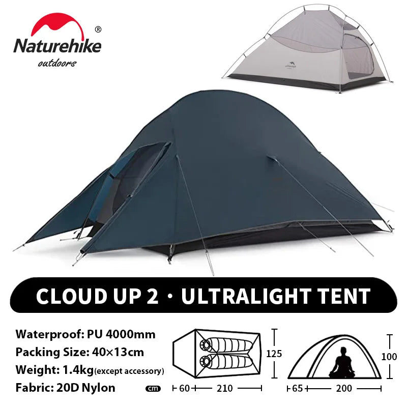 Naturehike Cloud Up 2-Person Ultralight Camping Tent – Waterproof & Durable Hiking Tent
