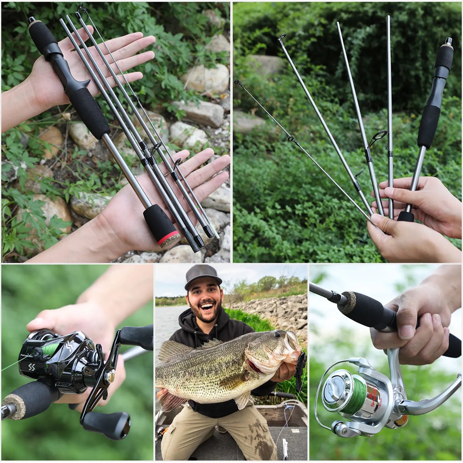 Sougayilang 1.8M 5 Section Travel Fishing Rod Spinning Casting Lightweight Lure Rod