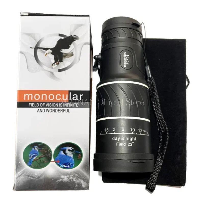 16X52 Monocular Telescope with Dual Focus, High Definition Optics for Outdoor, Camping & Hunting