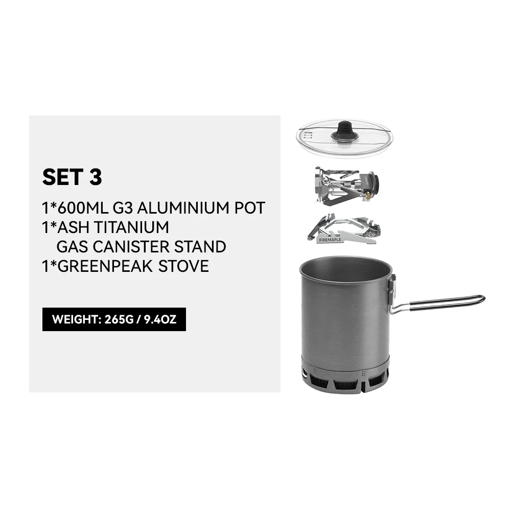 Petrel G2/G3 Ultralight Cooking System with Pot & Gas Stove for Camping & Hiking