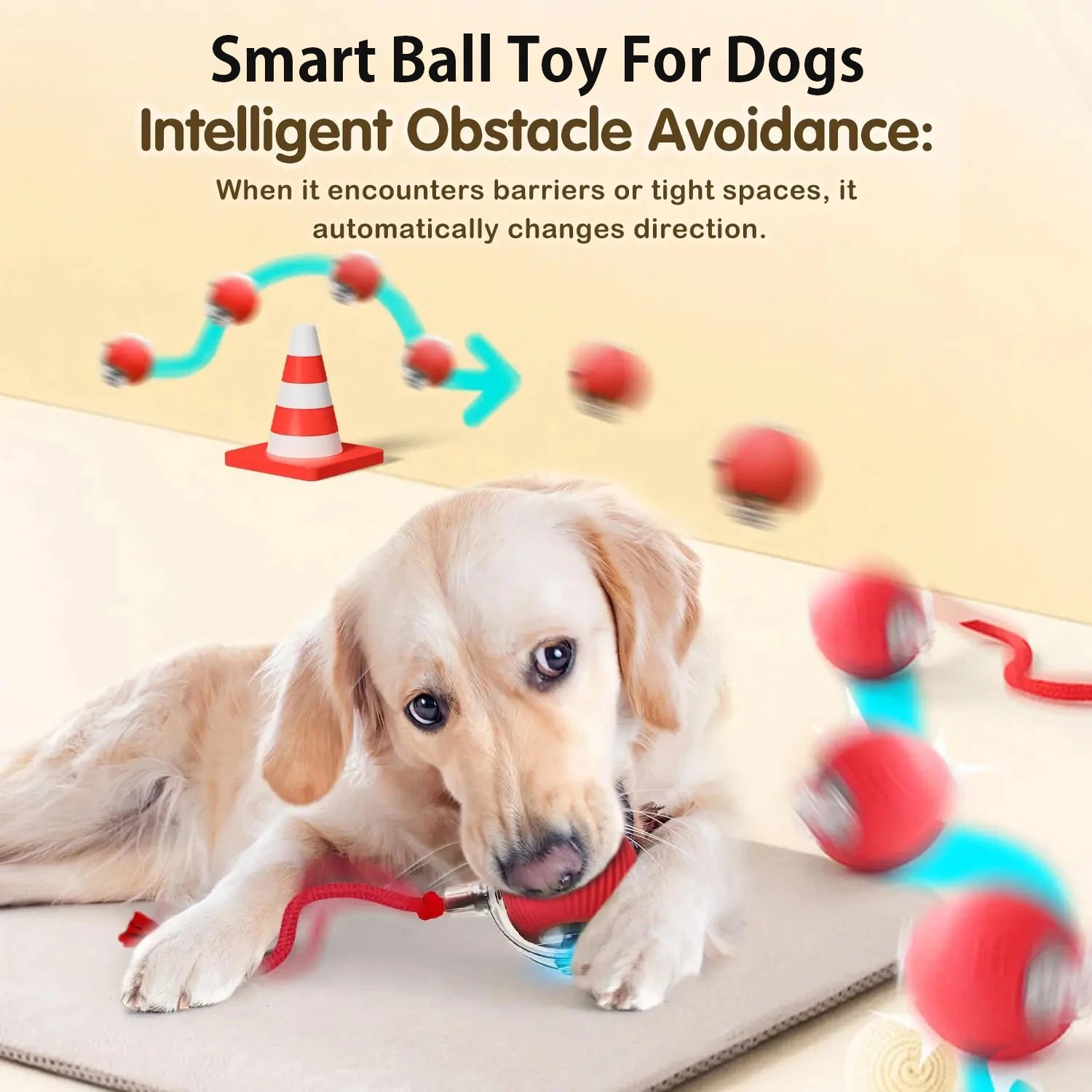 Smart Interactive Dog Ball Toy – Automatic Rolling, Rechargeable & Obstacle-Avoidance Play for Pets