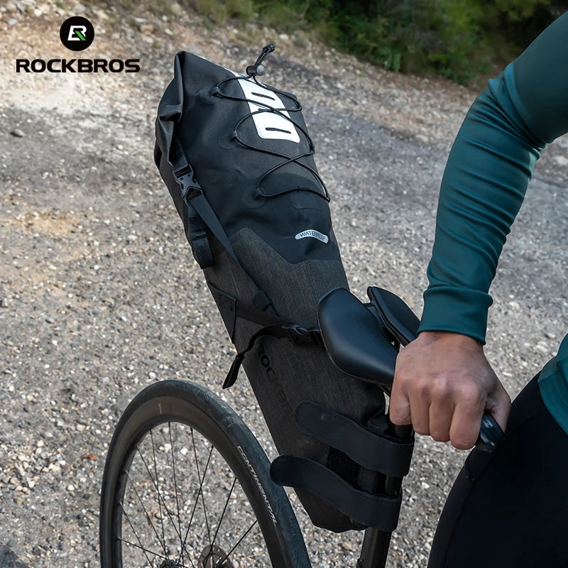 Waterproof 10L Bike Saddle Bag with Reflective Straps & Quick Release Mount